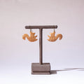 Brown - hand carved wooden earrings - handcrafted