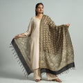 Brown - Hand Block Print Chanderi Silk Ajrakh Dupatta 151