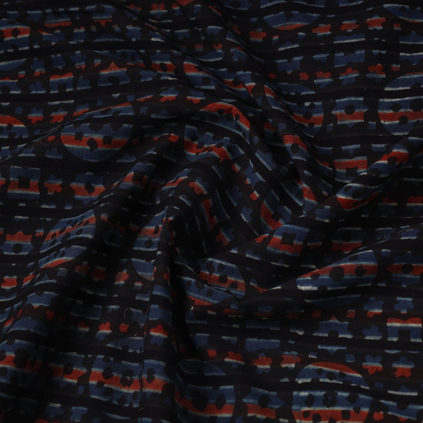 Brown Hand Block Print Cotton Ajrakh Fabric