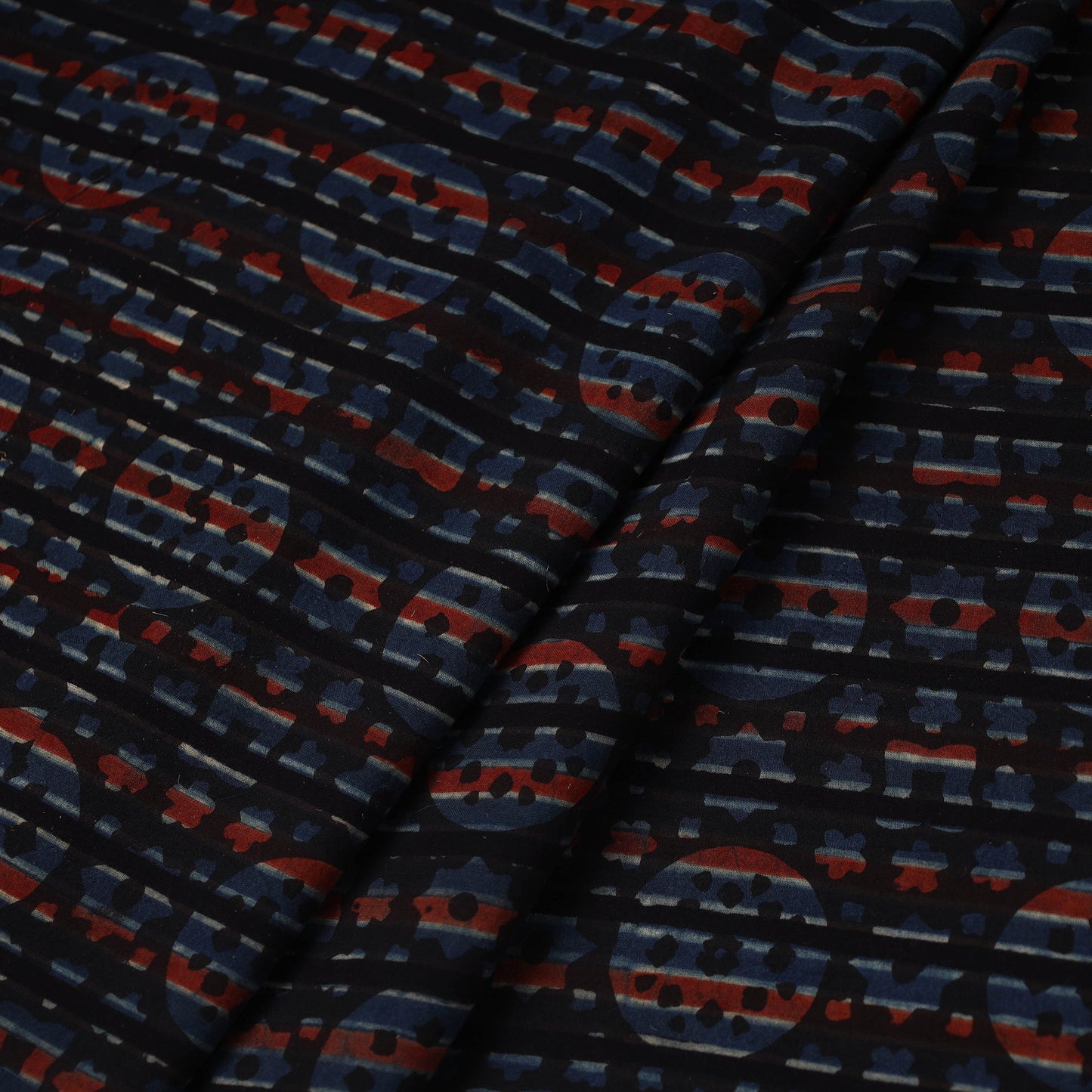 Brown Hand Block Print Cotton Ajrakh Fabric