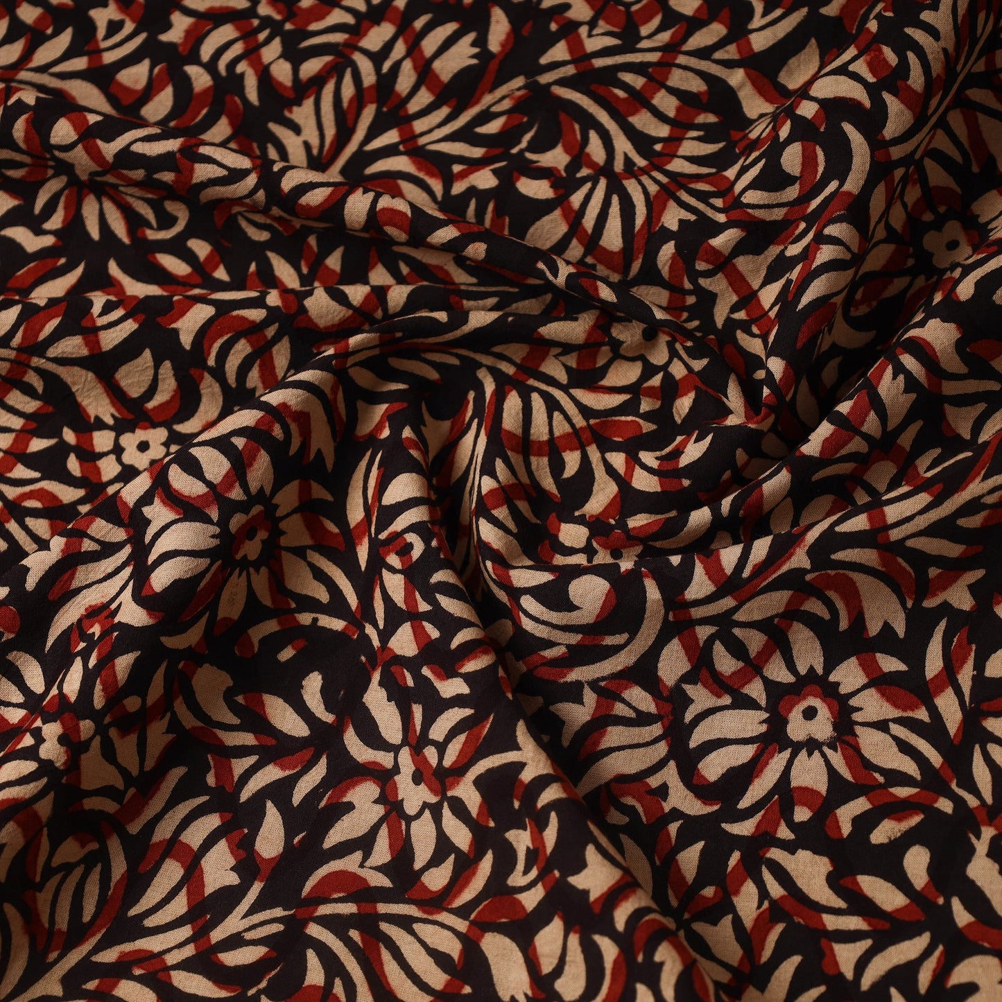 Red Hand Block Print Cotton Ajrakh Fabric