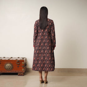 Buy Brown Hand Block Print Cotton Flared Gher Ajrakh Dress