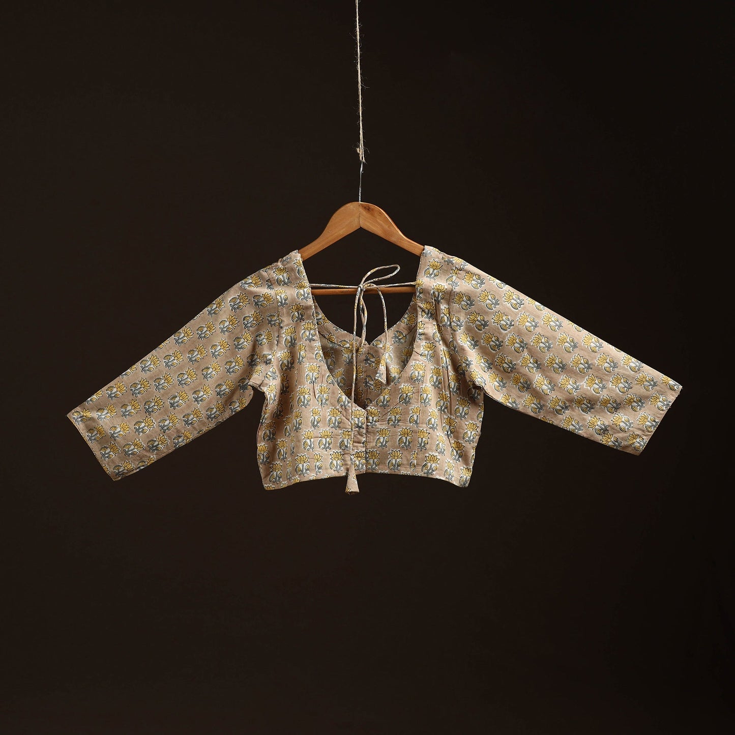 Brown - hand cotton sanganeri readymade blouse 02