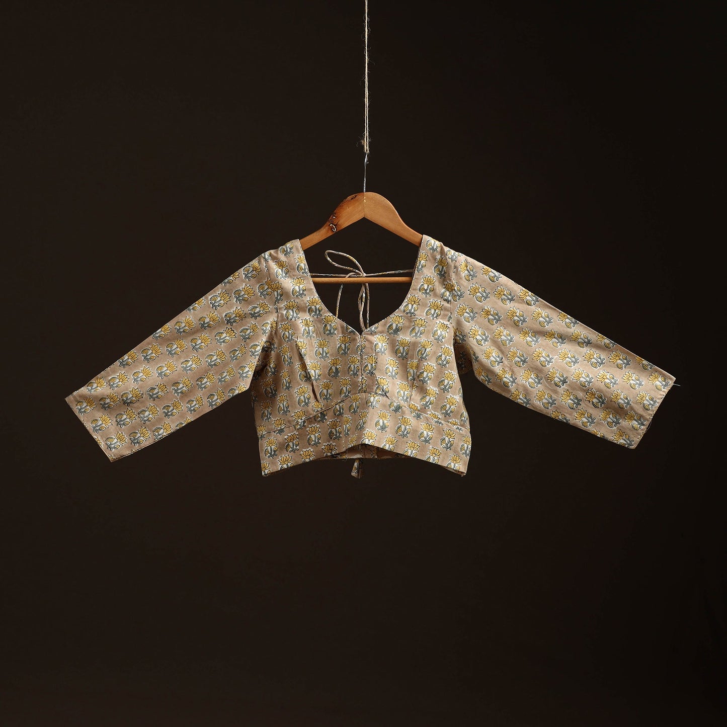 Brown - hand cotton sanganeri readymade blouse 02