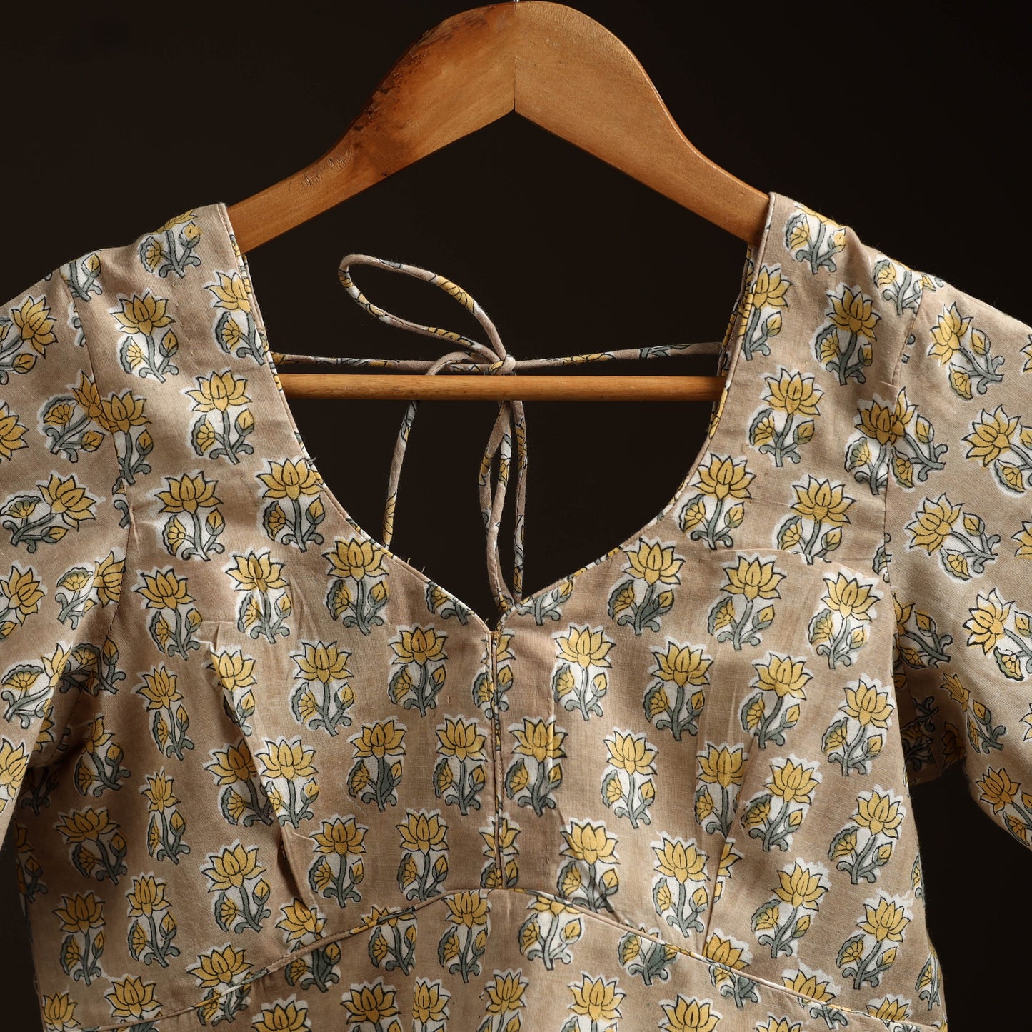 Brown - hand cotton sanganeri readymade blouse 02