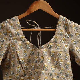 Brown - hand cotton sanganeri readymade blouse 02