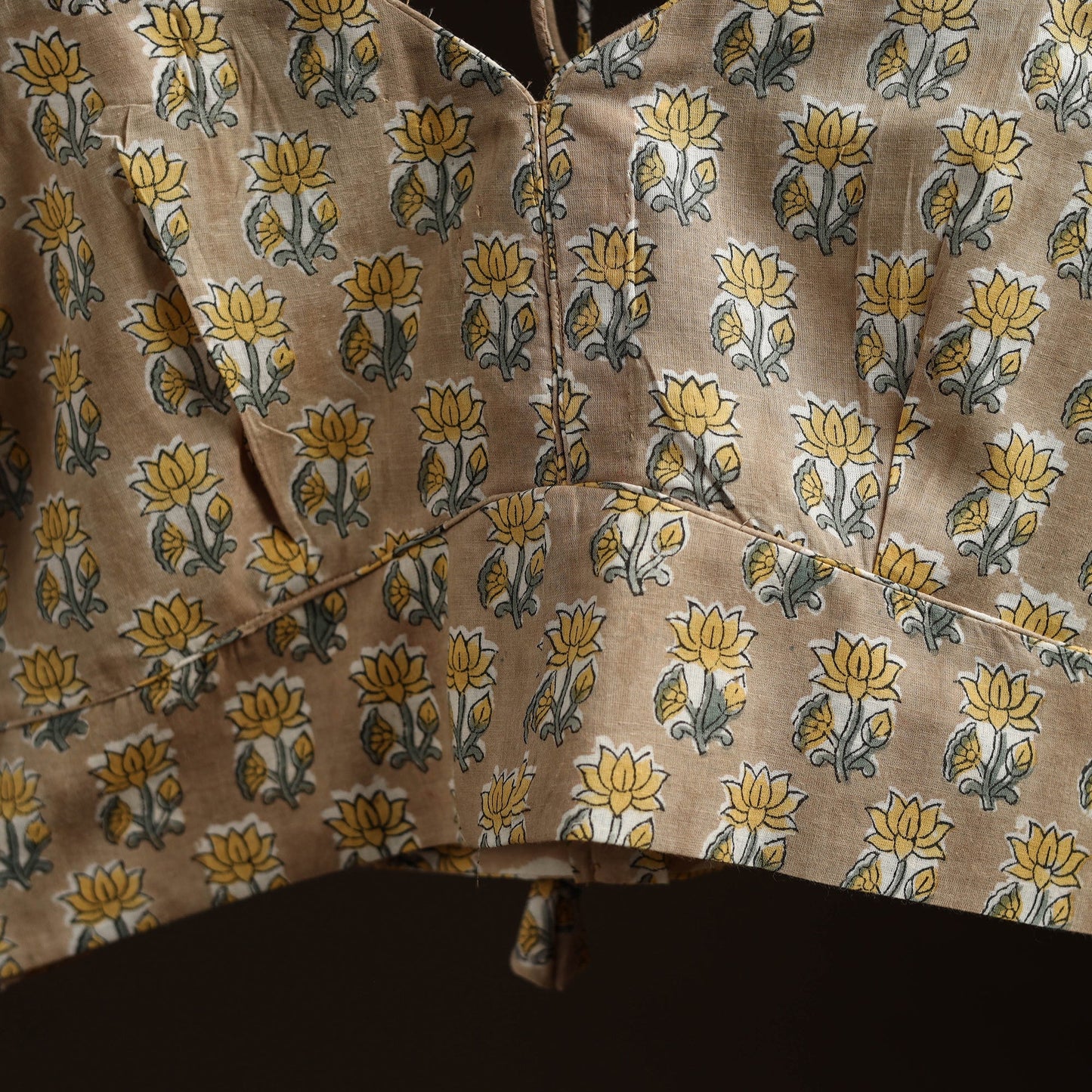 Brown - hand cotton sanganeri readymade blouse 02