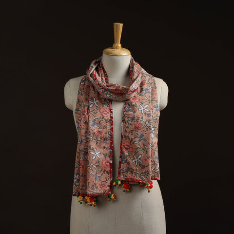 Hand cotton sanganeri stole 02 - handcrafted