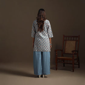 Hand cotton short sanganeri kurta for women 14 - handcrafted