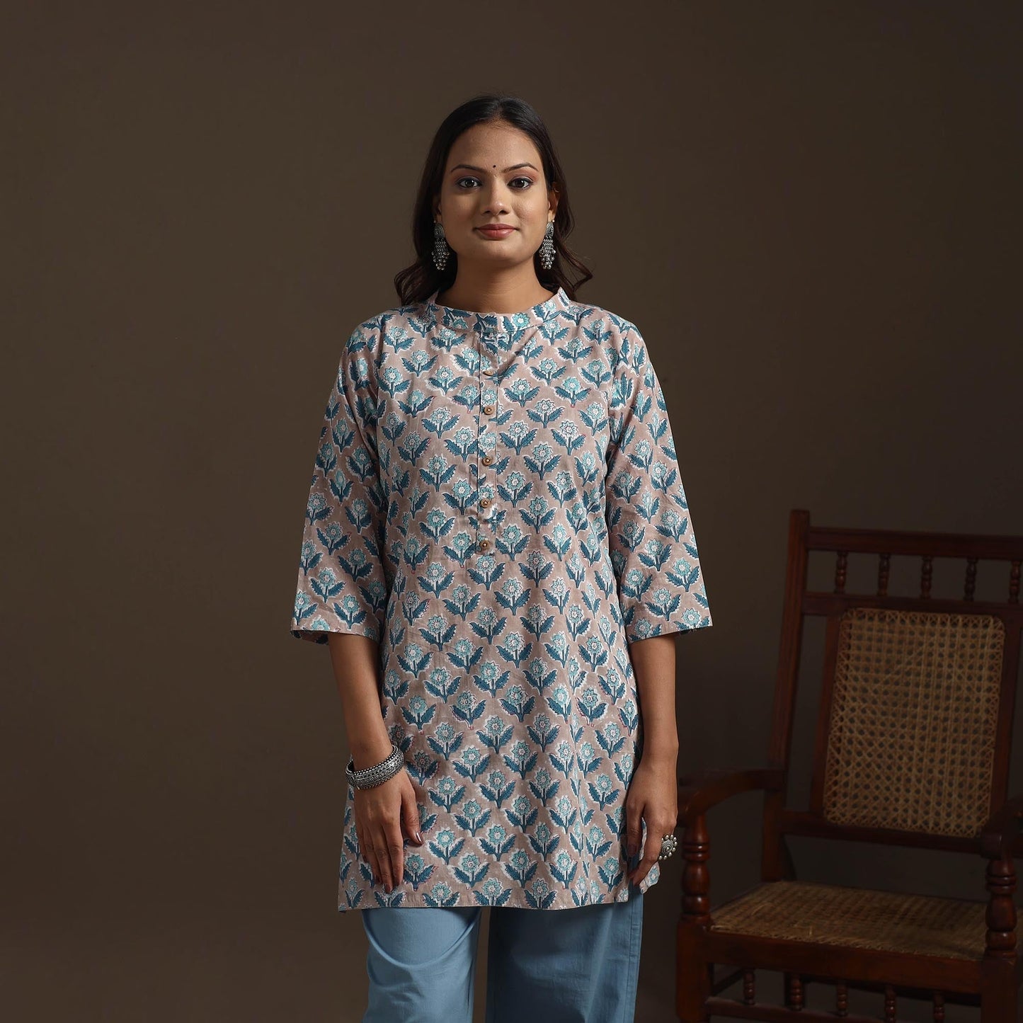 Hand cotton short sanganeri kurta for women 14 - handcrafted