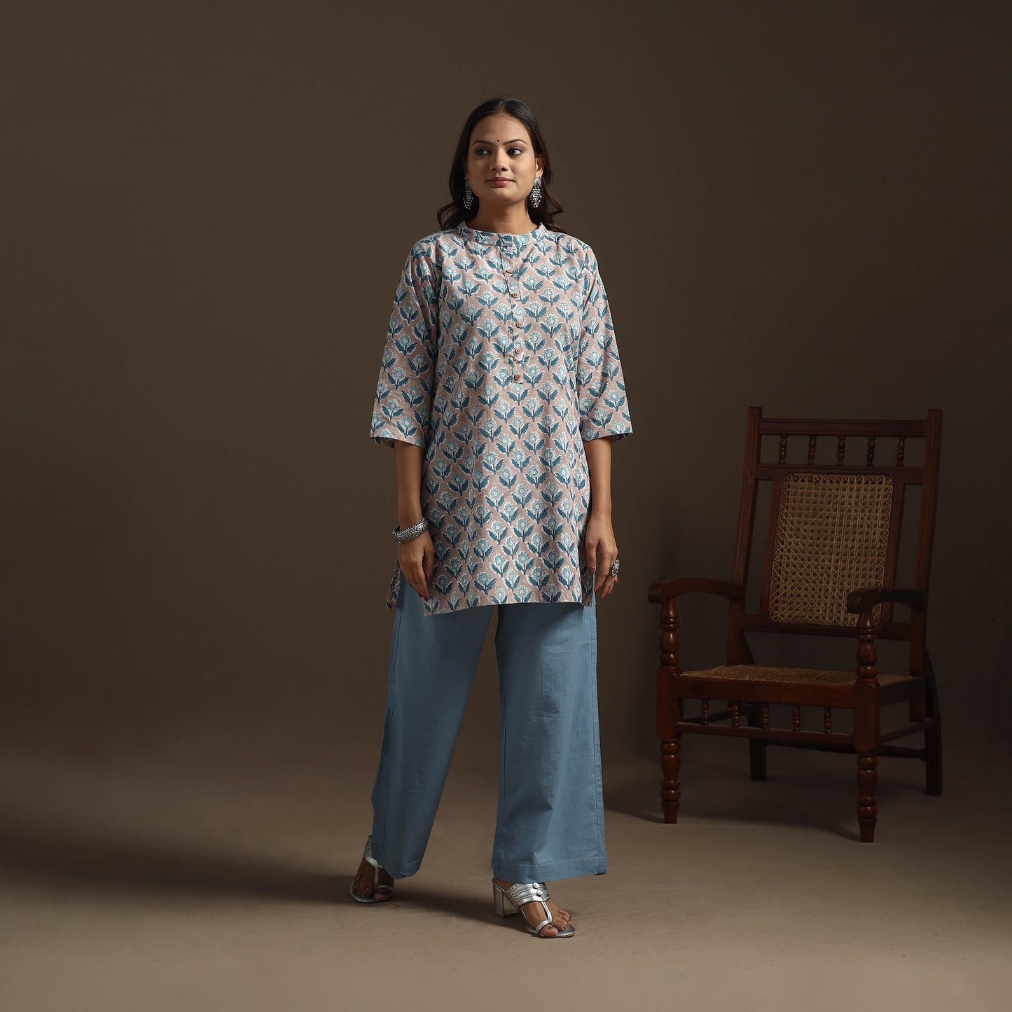 Hand cotton short sanganeri kurta for women 14 - handcrafted