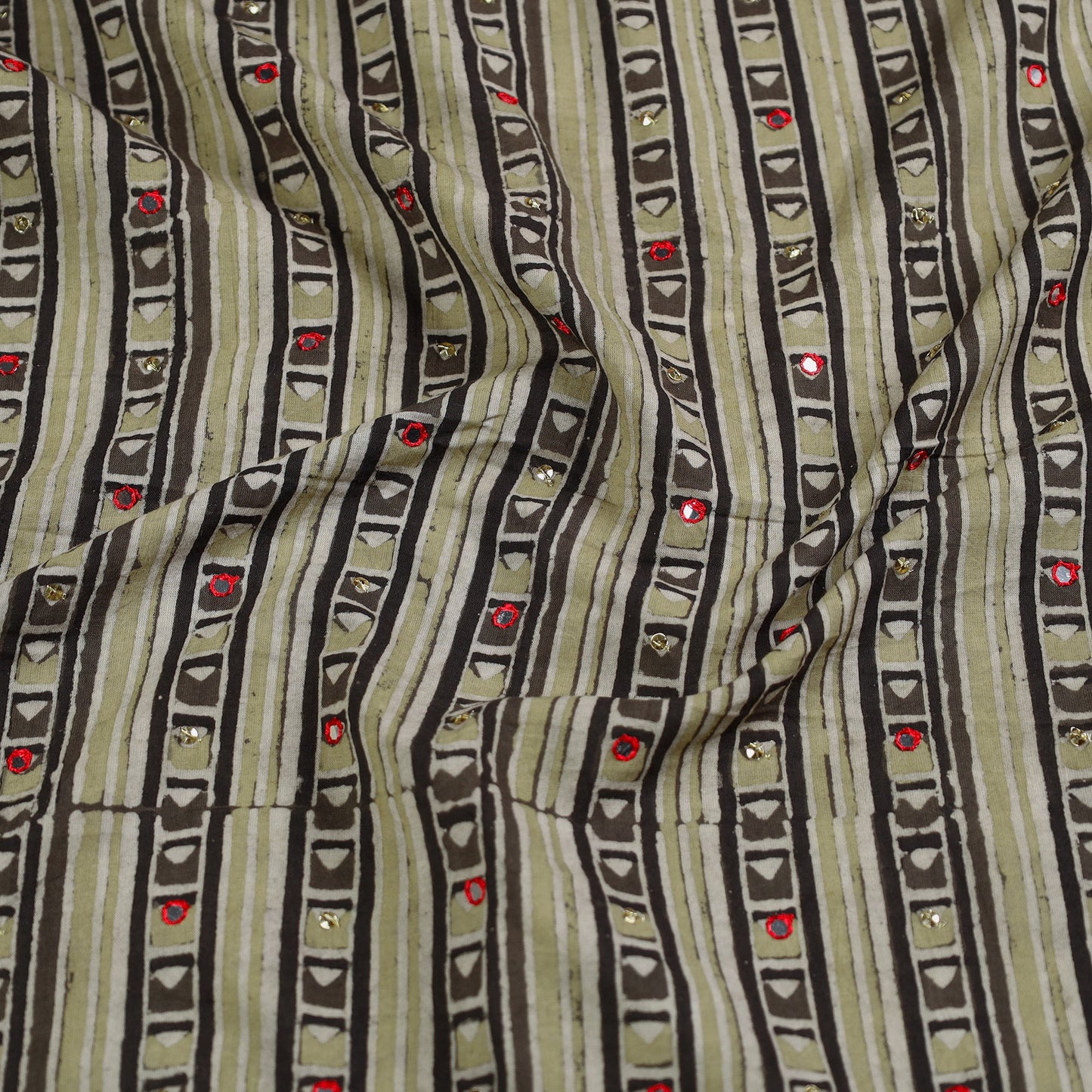 Brown - hand embroidered cotton blouse piece 05