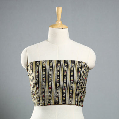 Brown - hand embroidered cotton blouse piece 05