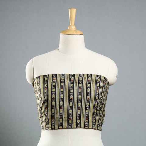 Brown - hand embroidered cotton blouse piece 05