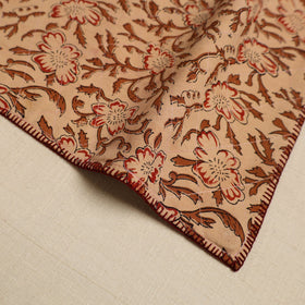 Brown Hand Embroidered Floral Cotton Reversible Table Mat