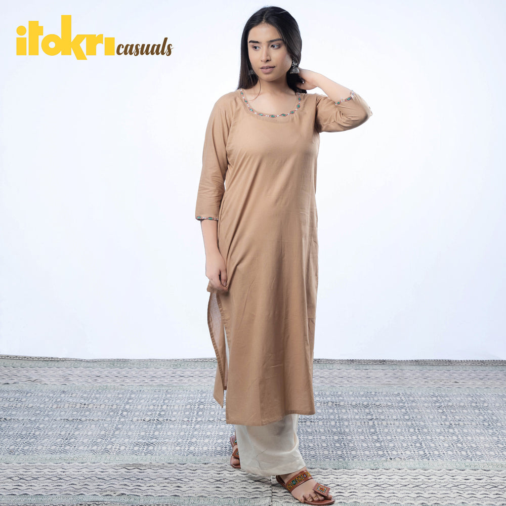 Buy iTokri Casuals - Hand Embroidered Cotton Long Kurta Online at iTokri.com