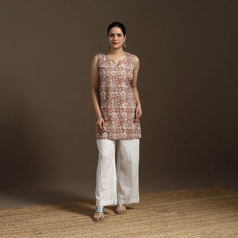 Hand embroidery cotton batik short kurta for women 10