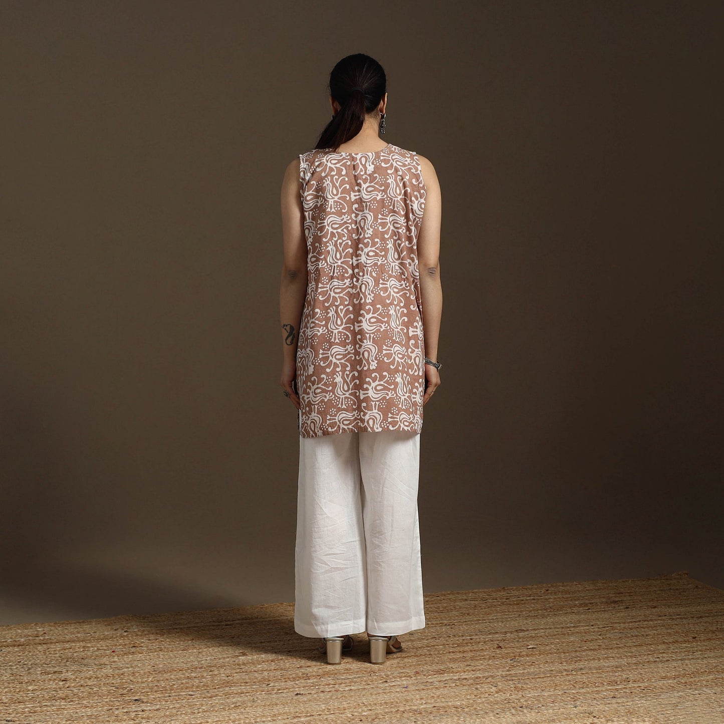 Hand embroidery cotton batik short kurta for women 10