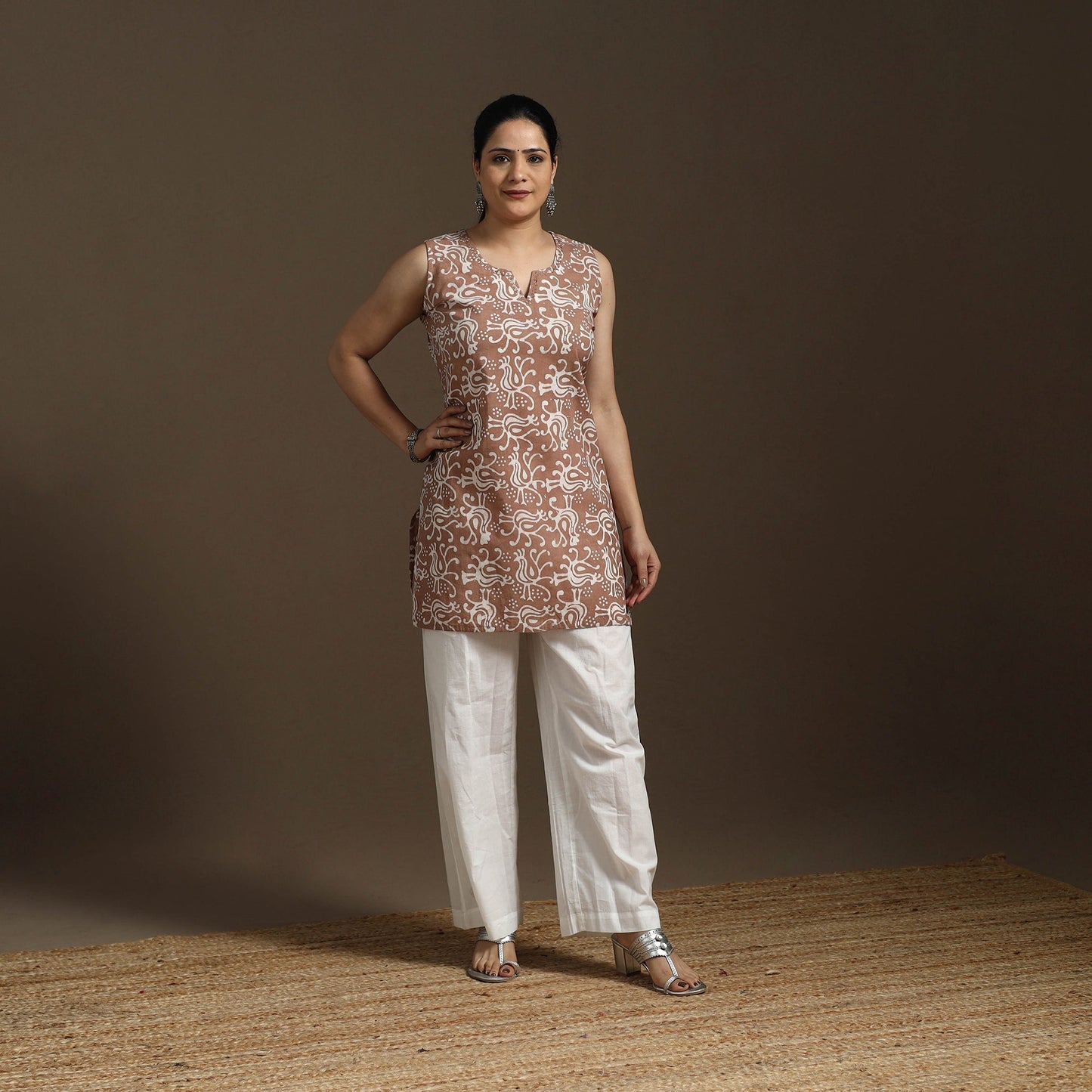 Hand embroidery cotton batik short kurta for women 10