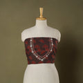 Brown Ajrakh Print Hand Embroidery Cotton Blouse Piece