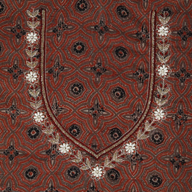Ajrakh Print Hand Embroidery Cotton Blouse Piece