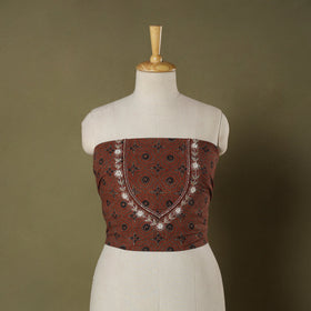 Ajrakh Print Hand Embroidery Cotton Blouse Piece