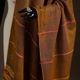 Brown Hand Embroidery Khes Handwoven Cotton Kantha Dupatta