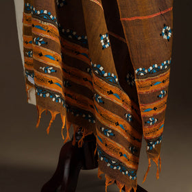 Brown - hand embroidery khes handwoven cotton kantha