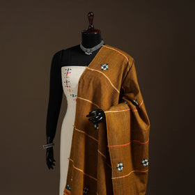 Brown - hand embroidery khes handwoven cotton kantha