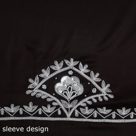 Brown - hand embroidery modal silk unstitched kurta