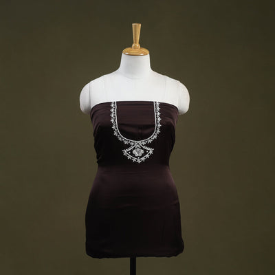 Brown - hand embroidery modal silk unstitched kurta