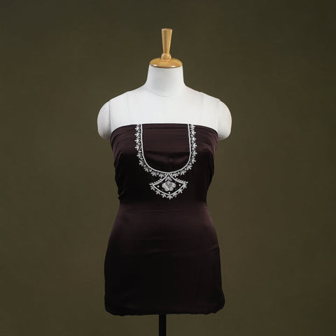 Brown - hand embroidery modal silk unstitched kurta