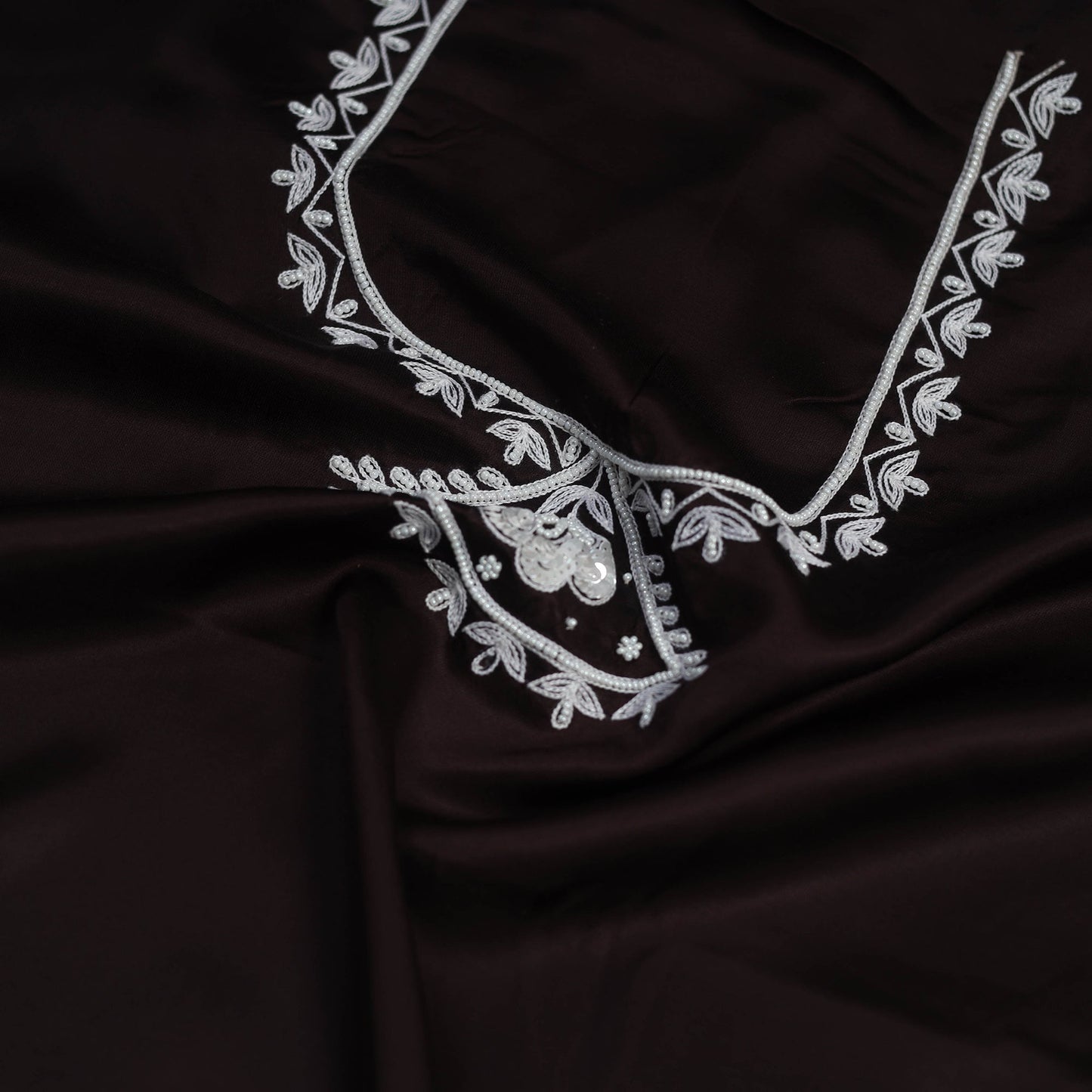 Brown - hand embroidery modal silk unstitched kurta