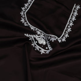 Brown - hand embroidery modal silk unstitched kurta