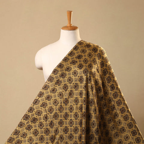 Brown Hand Block Print Modal Silk Ajrakh Fabric