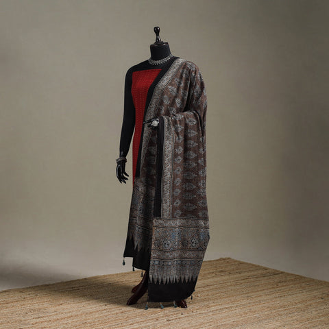 Hand natural dyed cotton dupatta with tassels 03