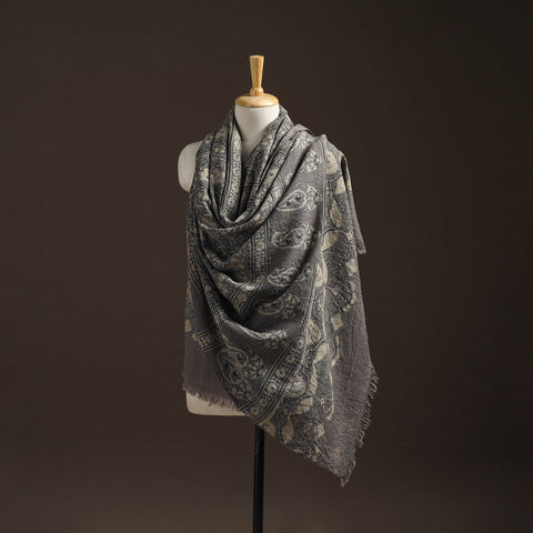 Hand natural dyed handwoven acrylic wool shawl 22