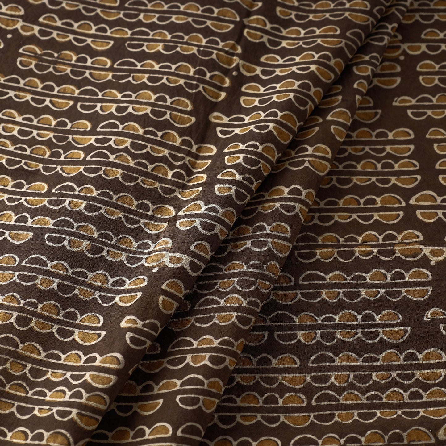  Brown Hand Block Printed Cotton Akola Fabric