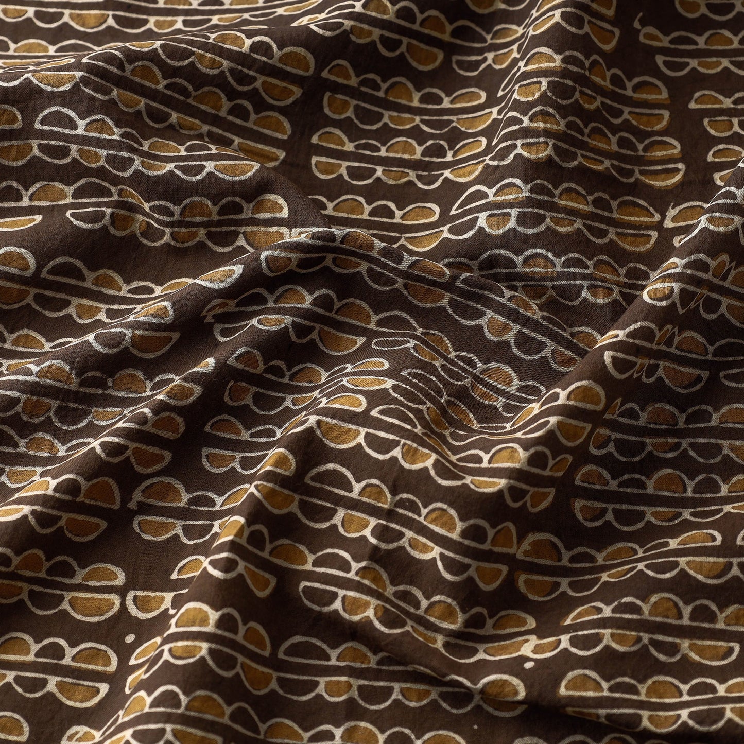  Brown Hand Block Printed Cotton Akola Fabric