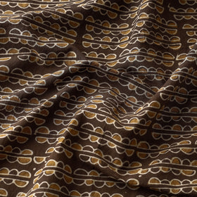  Brown Hand Block Printed Cotton Akola Fabric