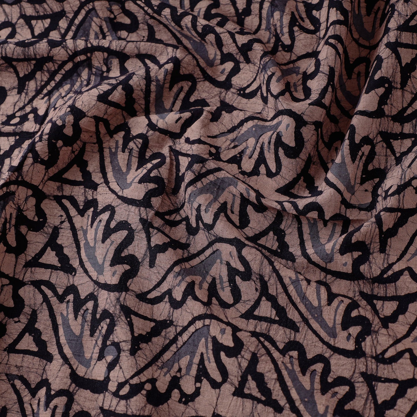  Brown Hand Printed Cotton Batik Fabric