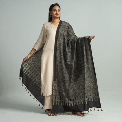 Buy Hand Block Printed Cotton Ajrakh Dupatta