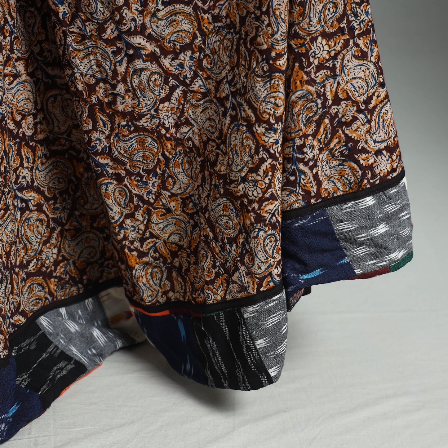Brown - hand printed cotton long kalamkari skirt 14