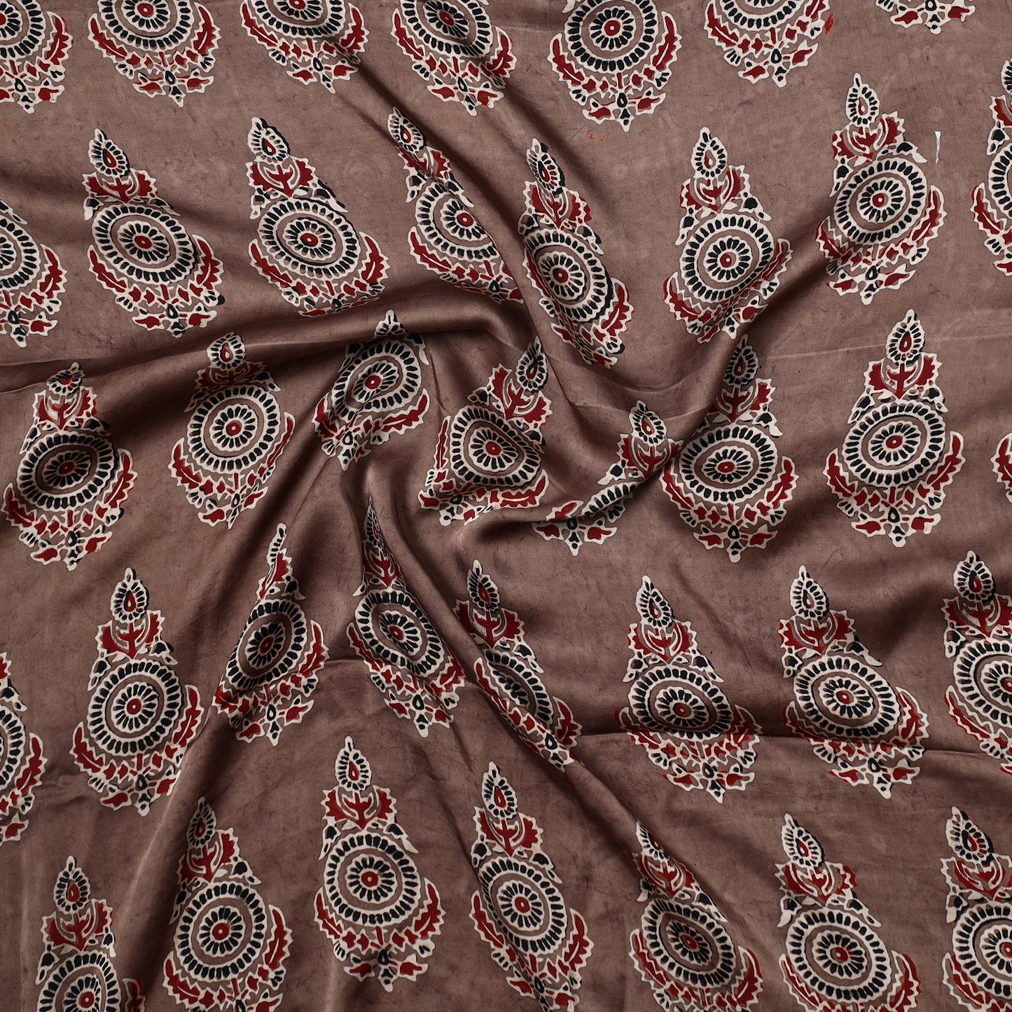  Ajrakh Hand Block Printed Modal Silk Precut Fabric 35 