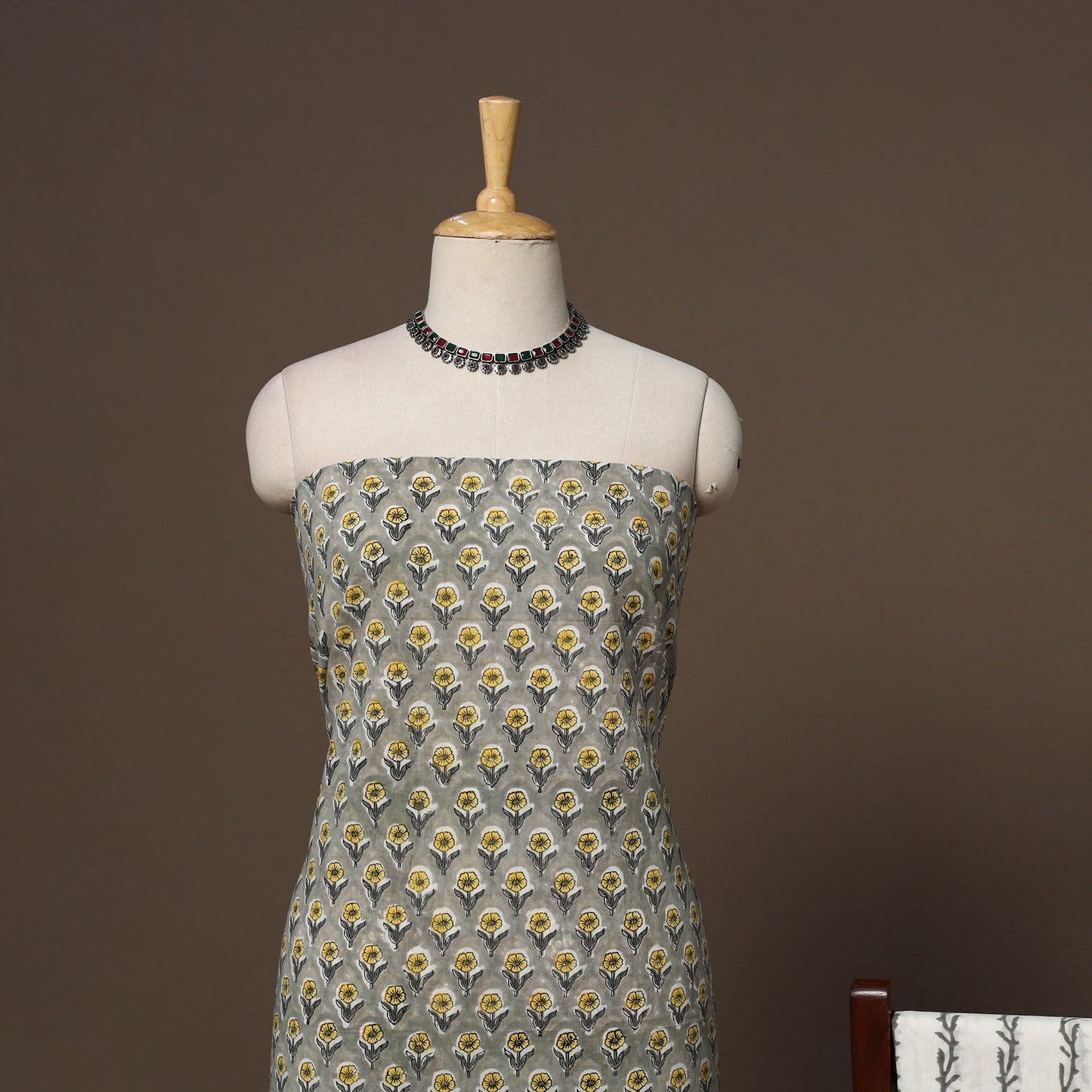 Hand sanganeri cotton 3pc unstitched dress material 18