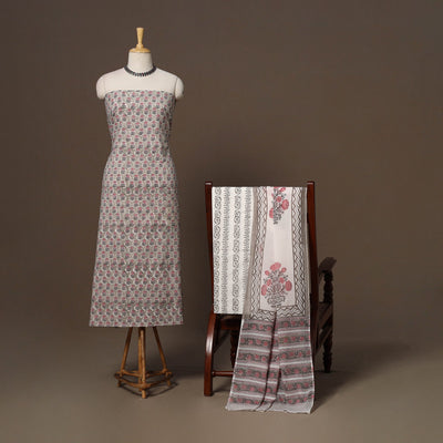 Hand sanganeri cotton 3pc unstitched dress material 23