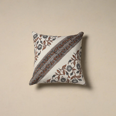 Hand sanganeri floral cushion cover 02 - handcrafted