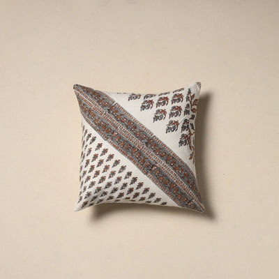 Hand sanganeri floral cushion cover 03 - handcrafted