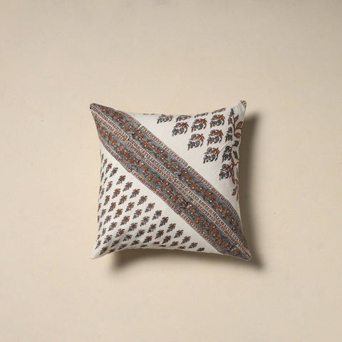 Hand sanganeri floral cushion cover 03 - handcrafted