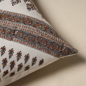 Hand sanganeri floral cushion cover 03 - handcrafted